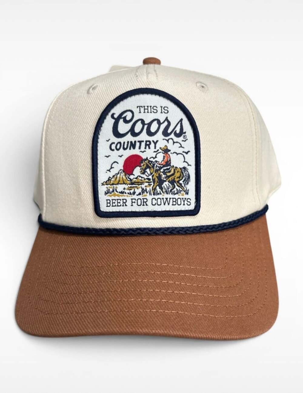Coors Beer for Cowboys Patch Snapback Hat Cream Brown (NWT)